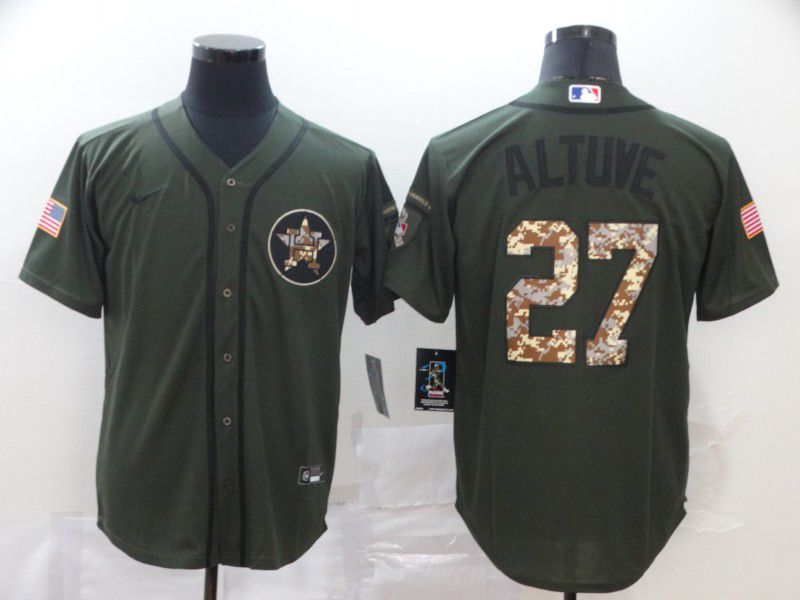 Men Houston Astros #27 Altuve Green Nike Game MLB Jerseys